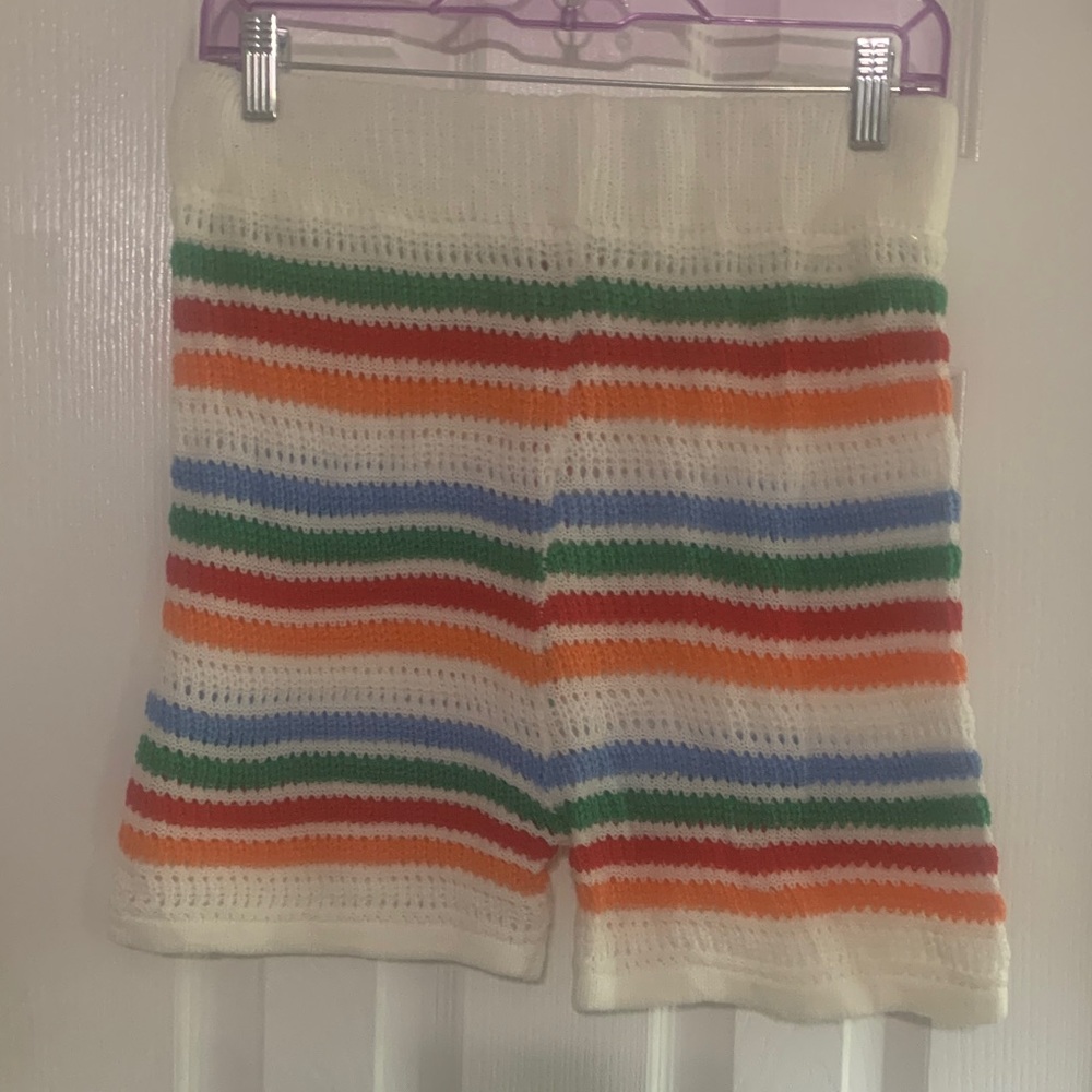 Colorful Striped Knit Women's Shorts.